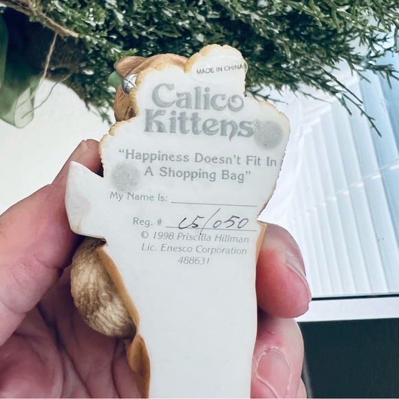 🐱Vtg Calico Kittens Enesco 1998 Happiness Doesn't Fit In A Shopping Bag 488631 - Picture 11 of 13